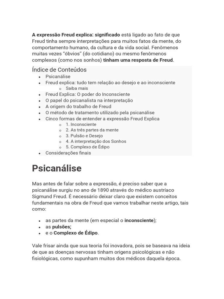 A expressão Freud explica | PDF | Psicanálise | Sigmund Freud