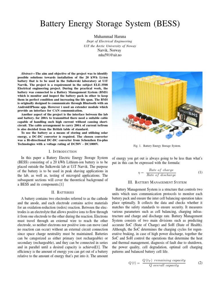 Battery Energy Storage System (BESS) : Muhammad Haruna | PDF ...