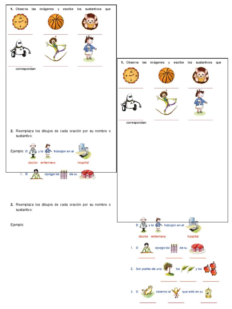 Observa Las Imágenes y Escribe Los Sustantivos Que Correspondan | PDF ...