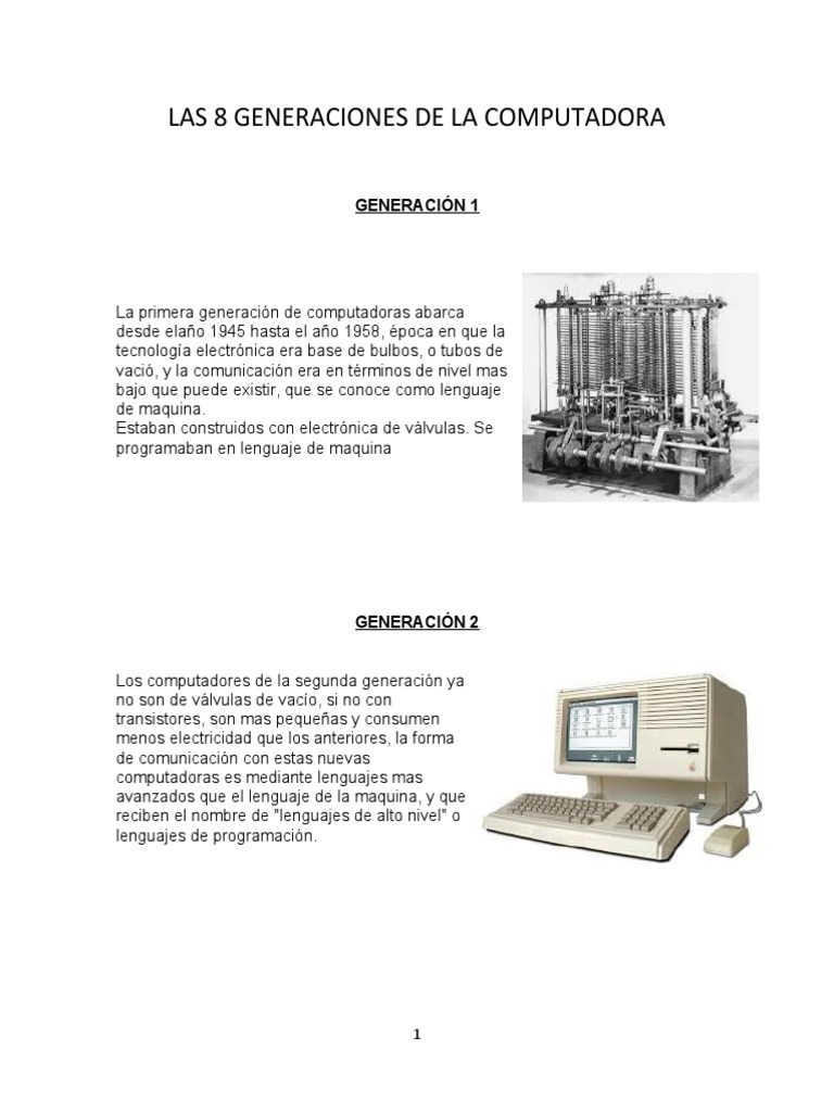 Las 8 Generaciones de La Computadora | PDF | Circuito integrado ...