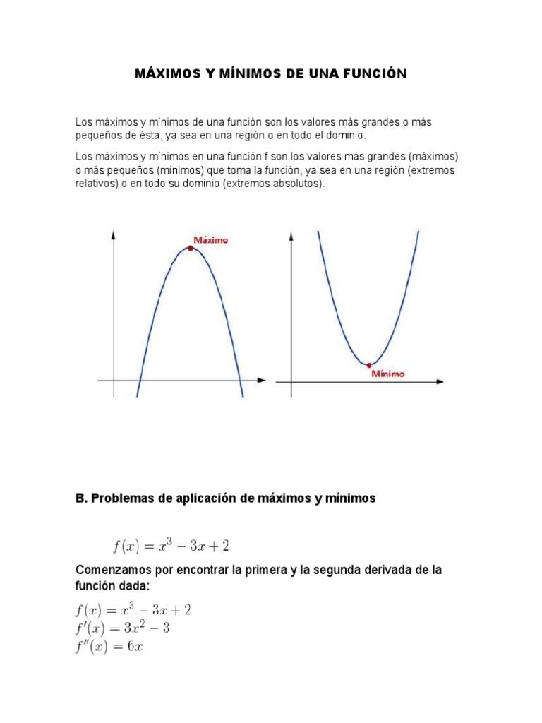 Máximos y Mínimos de Funciones Matemáticas | PDF | Métodos y materiales ...