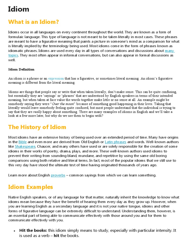 Understanding Common English Idioms | PDF | Idiom