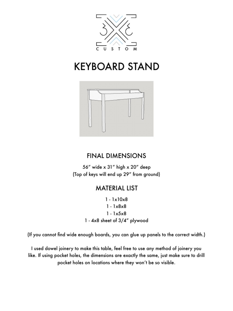 Keyboard Stand Plans | PDF | Plywood | Woodworking