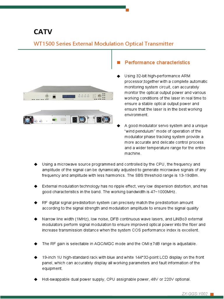 WT1500 Series Optical Transmitter Overview | PDF | Modulation ...