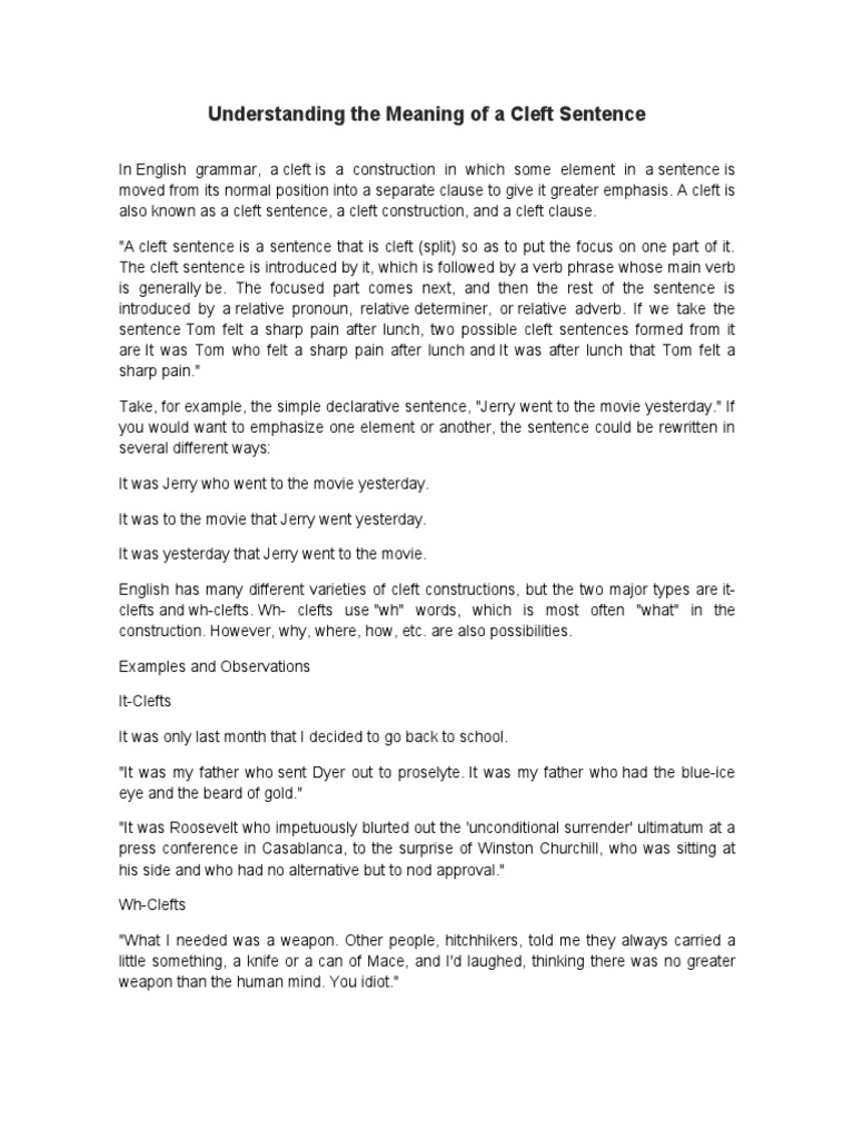 Cleft Sentences Explanation | PDF | Philosophy
