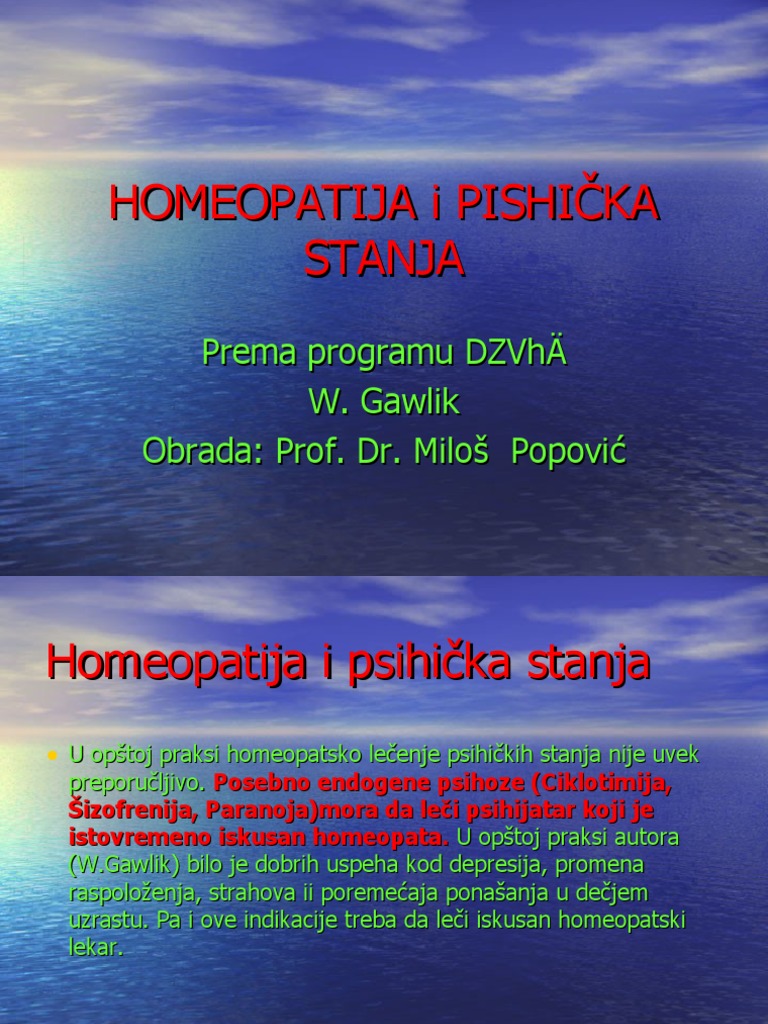Homeopatija I Psih. Stanja | PDF