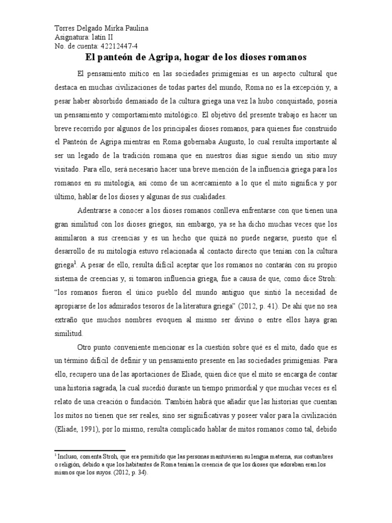 Dioses del Panteón de Agripa en Roma | PDF | imperio Romano | Mitología