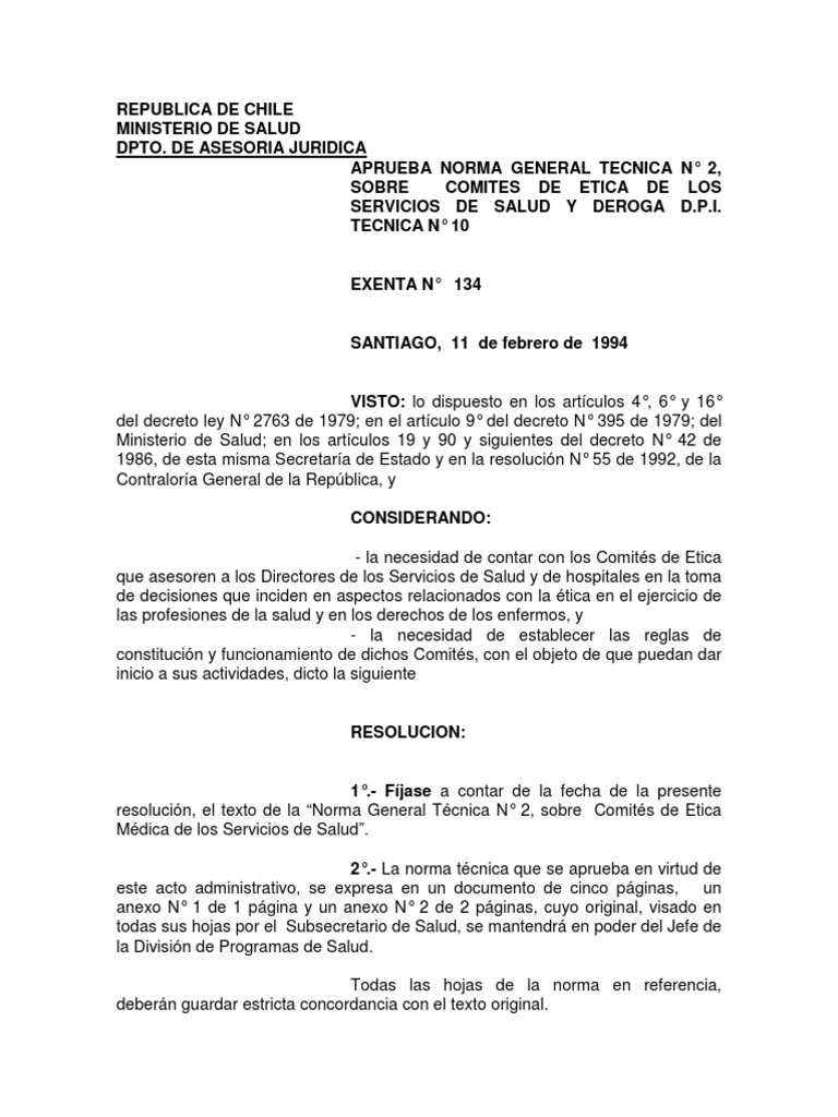 Resolucion 134 94 | PDF | Hospital | Medicina