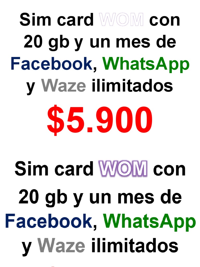 Sim Card WOM Con 20 GB y Un Mes de Facebook PDF