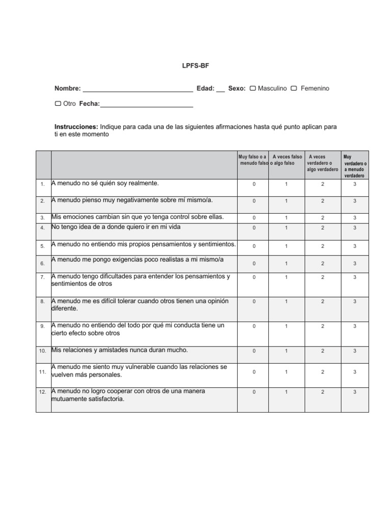LPFS Personalidad | PDF | Sicología