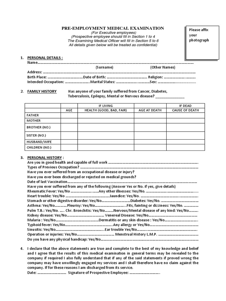Fitness Form PDF Clinical Medicine Diseases And Disorders