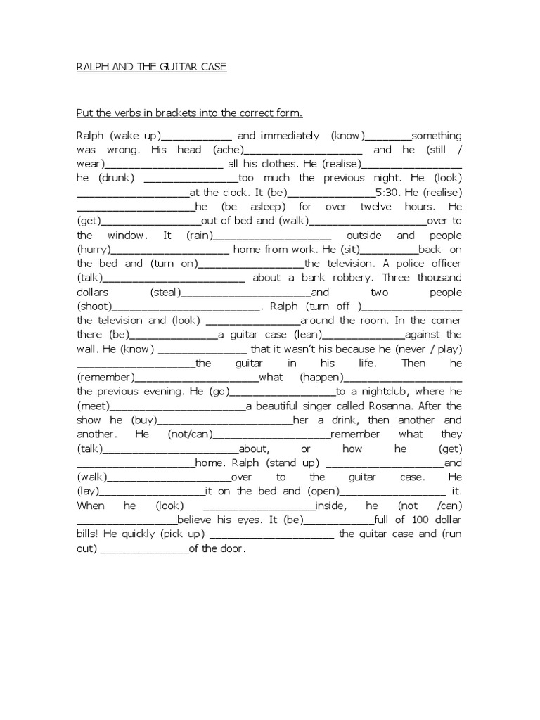 Ralph the Guitar case verbs in correct tense PDF