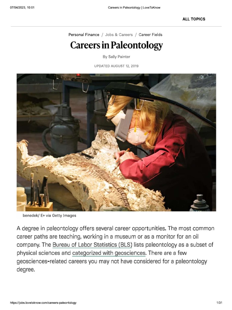 Careers in Paleontology PDF