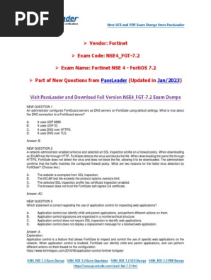Jan-2023) New PassLeader NSE4 - FGT-7.2 Exam Dumps | PDF