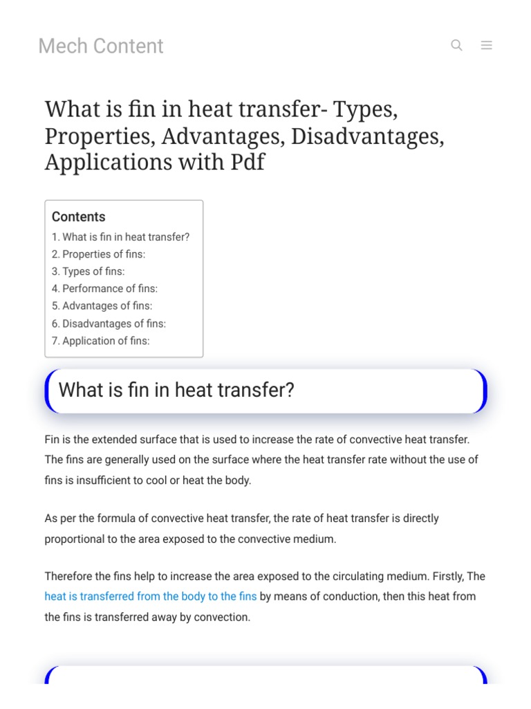 What Is Fin in Heat TransferTypes, Properties, Advantages