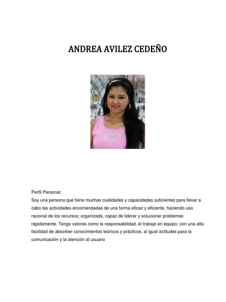 Perfil Profesional de Andrea Avilez | PDF