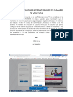 Carta Explicativa para Generar Usuario en El Banco de Venezuela