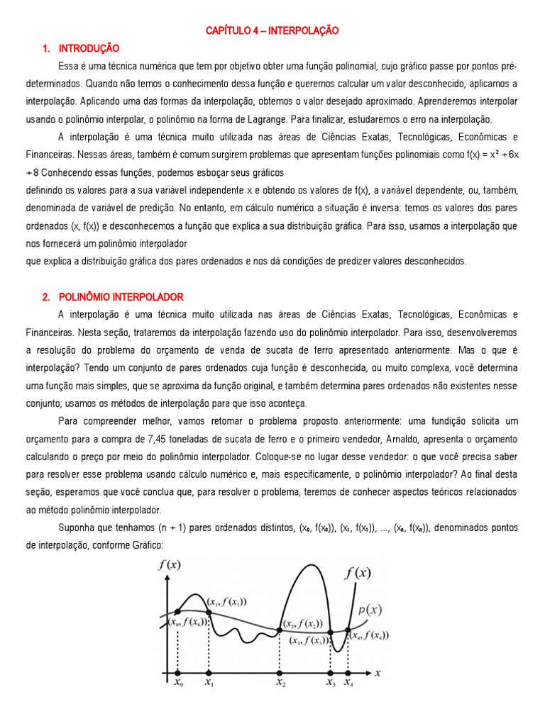Capítulo 4 - Interpolação | PDF | Interpolação | Função (Matemática)