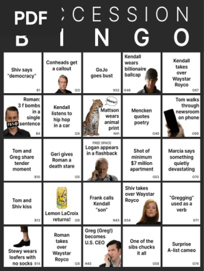 Succession Bingo Board SM