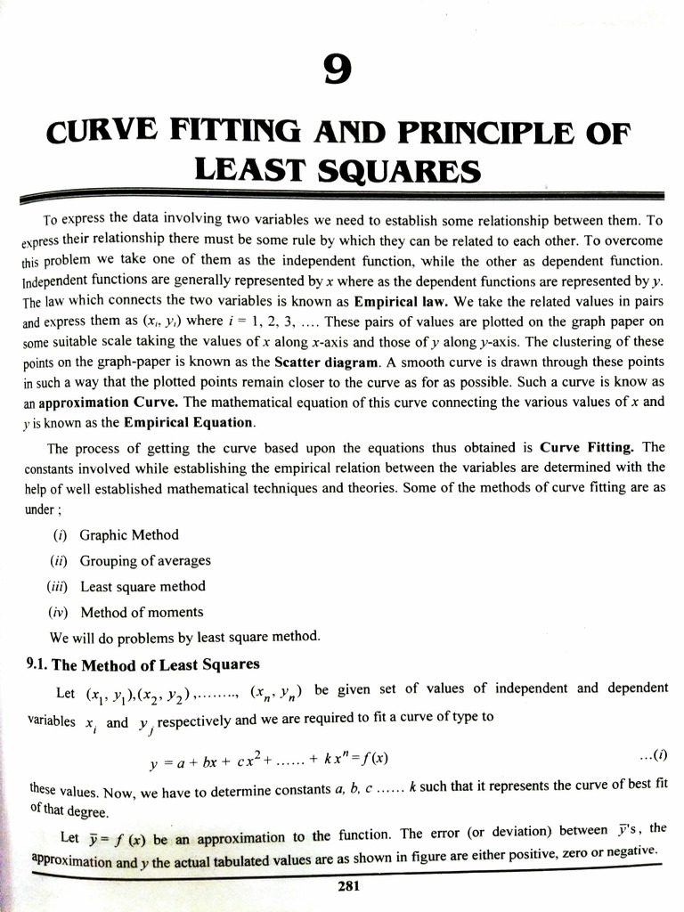 Curve Fitting Using Least Squares Method | PDF | Errors And Residuals ...
