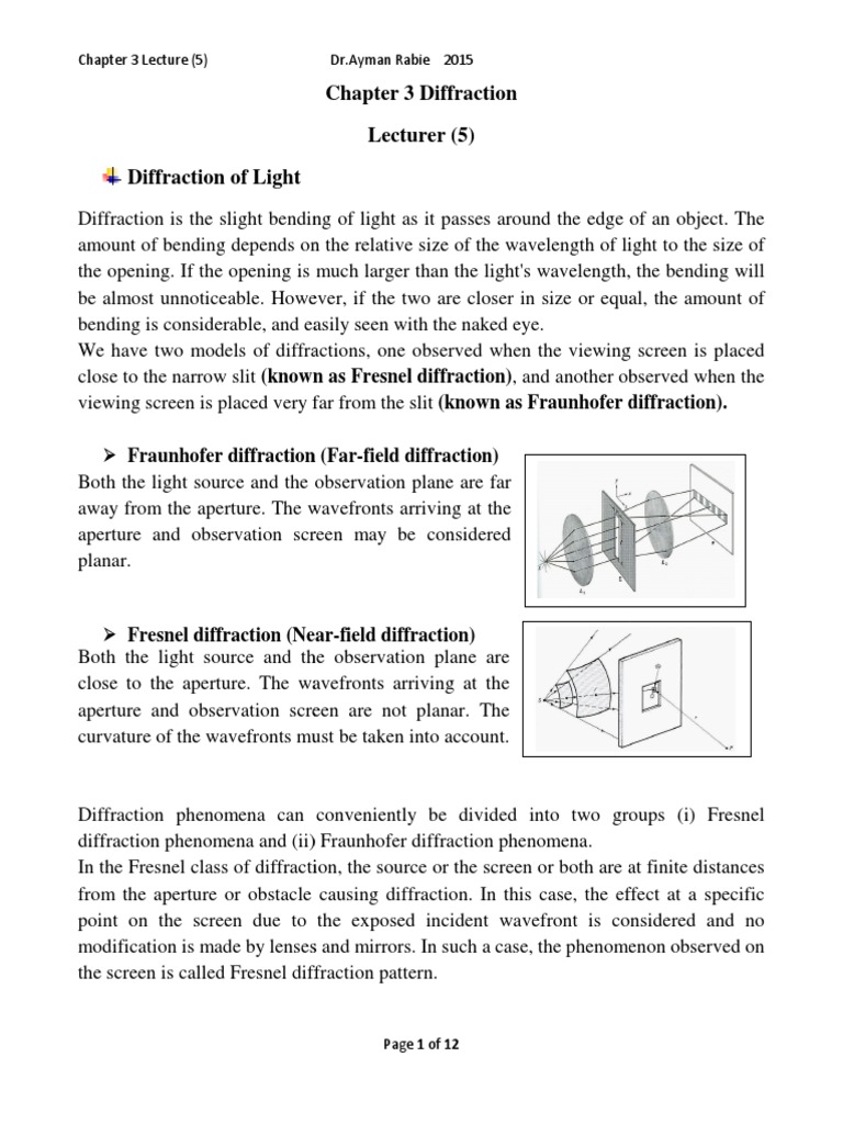 Diffraction of Light | PDF | Diffraction | Angular Resolution