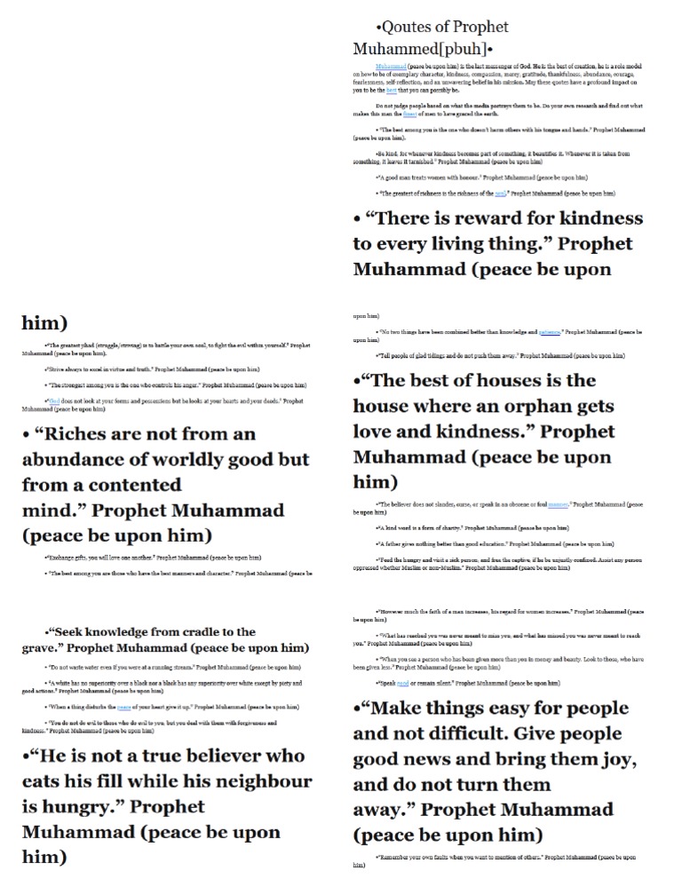 Inspiring Quotes from Prophet Muhammad | PDF | Muhammad | Hadith