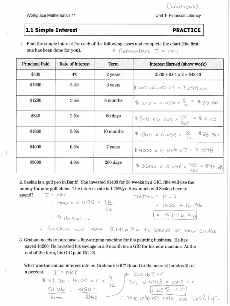 8.1: Simple Interest : Intro to Simple and Compound Interest (What’s ...
