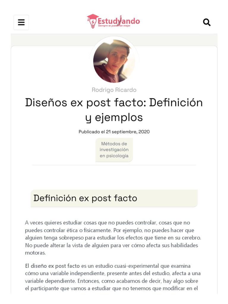 Diseño Ex Post Facto: Definición y Ejemplos | PDF | Experimentar ...