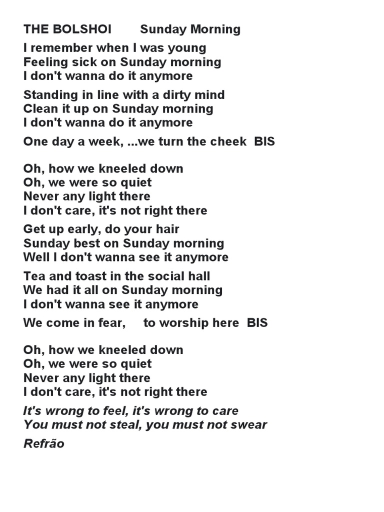 The Bolshoi Sunday Morning PDF