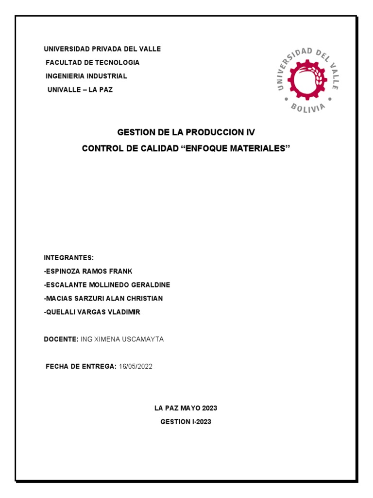 Control de Calidad en Producción Industrial | PDF | Calidad (comercial ...
