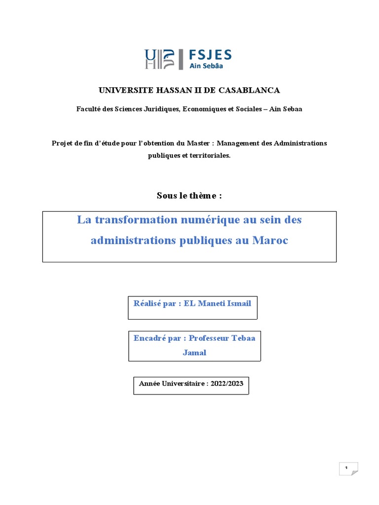 Transformation numérique des administrations marocaines | PDF ...