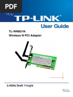 Tl-Wn851N Wireless N Pci Adapter: 2.4Ghz Draft 11N/G/B