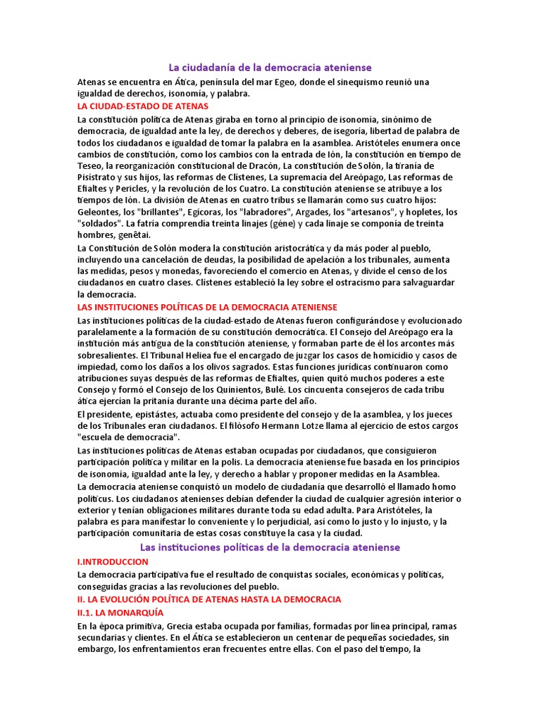 La Ciudadanía de La Democracia Ateniense | PDF | Democracia ...