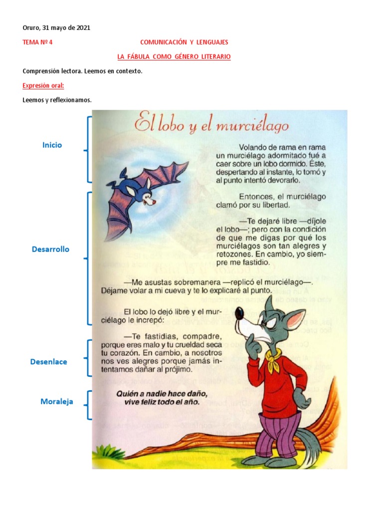 Tema #4 La Fábula Como Género Literario | PDF