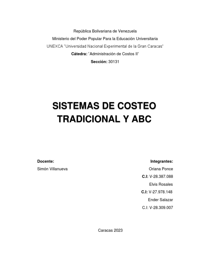Sistema de Costeo Tradicional y Abc Resumen1 | PDF | Toma de decisiones ...