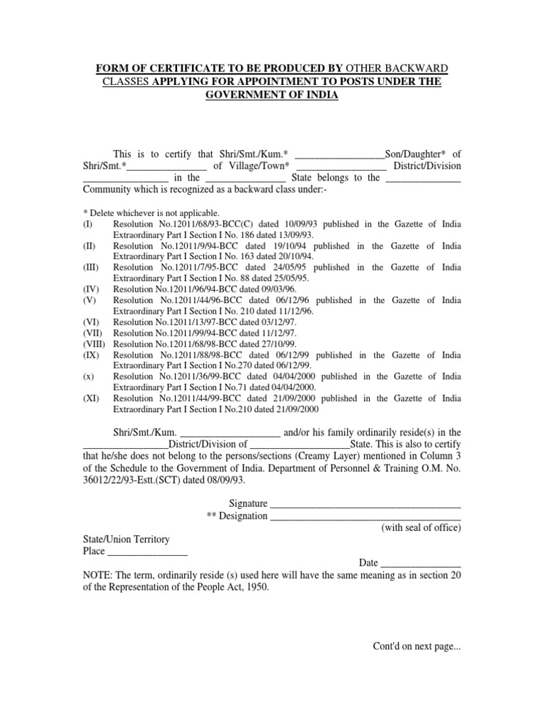 format-of-obc-certificate-pdf-government-of-india-government