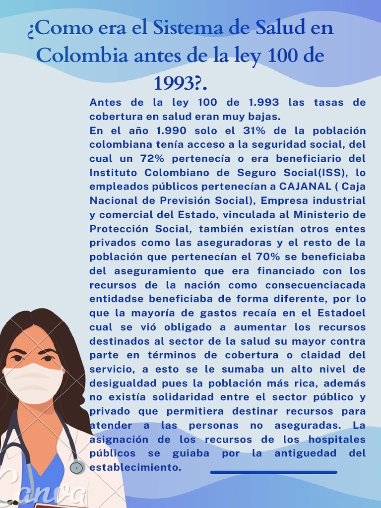 ¿Como Era El Sistema de Salud en Colombia Antes de La Ley 100 de 1993 | PDF
