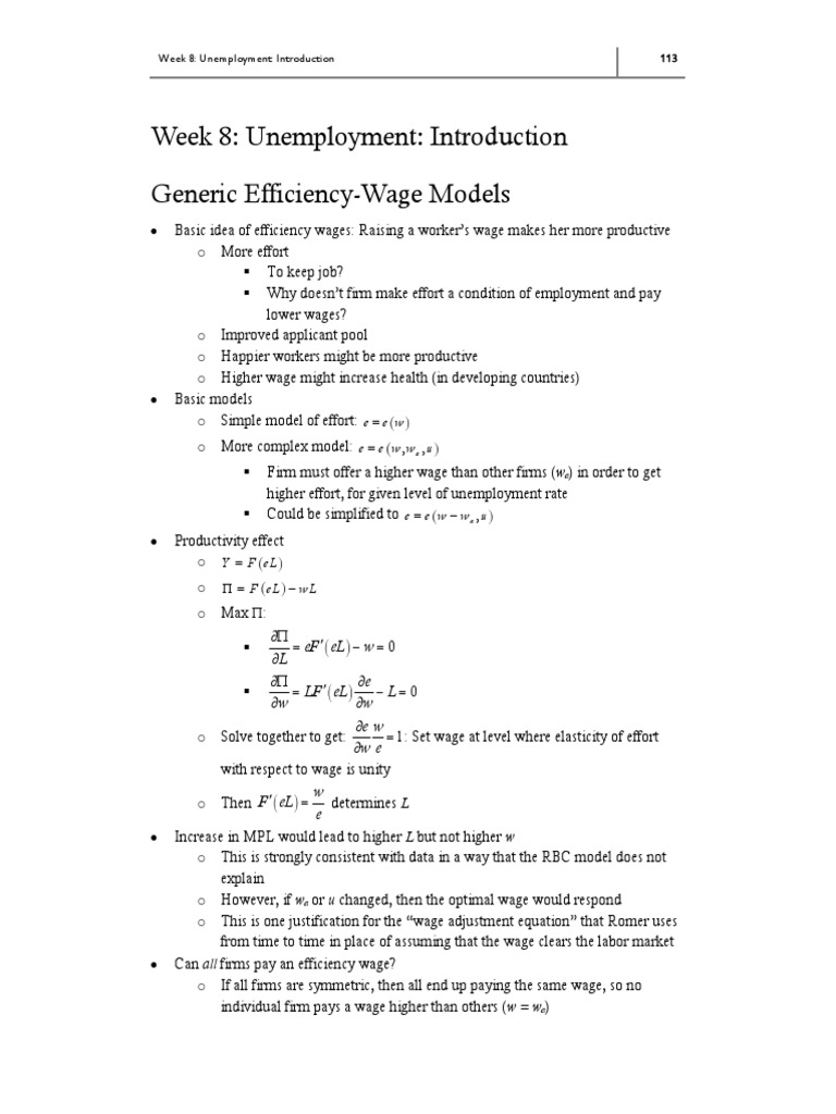 Reed College Equation Set Up PDF Labour Economics Unemployment