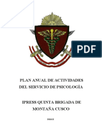 Plan Anual de Actividades Del Servicio de Psicología Ipress 2023