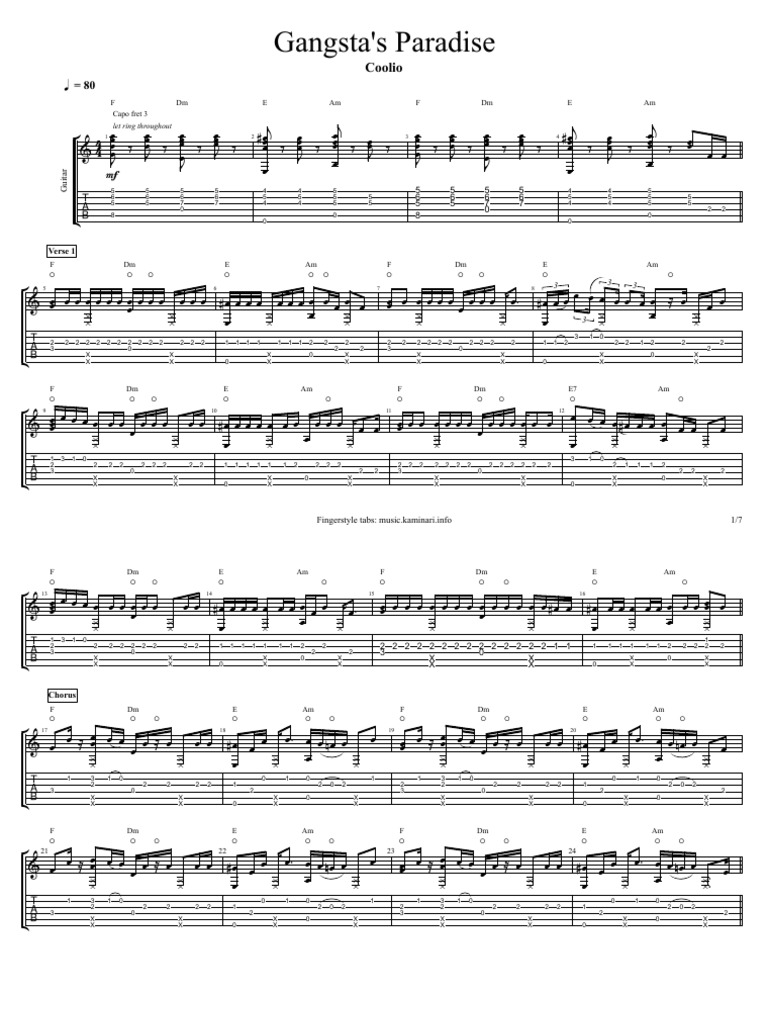 Coolio - Gangsta's Paradise | PDF | String Instruments | Irish Musical ...