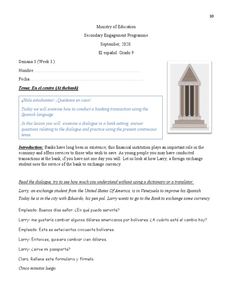 Grade 9 Spanish Writing Examples