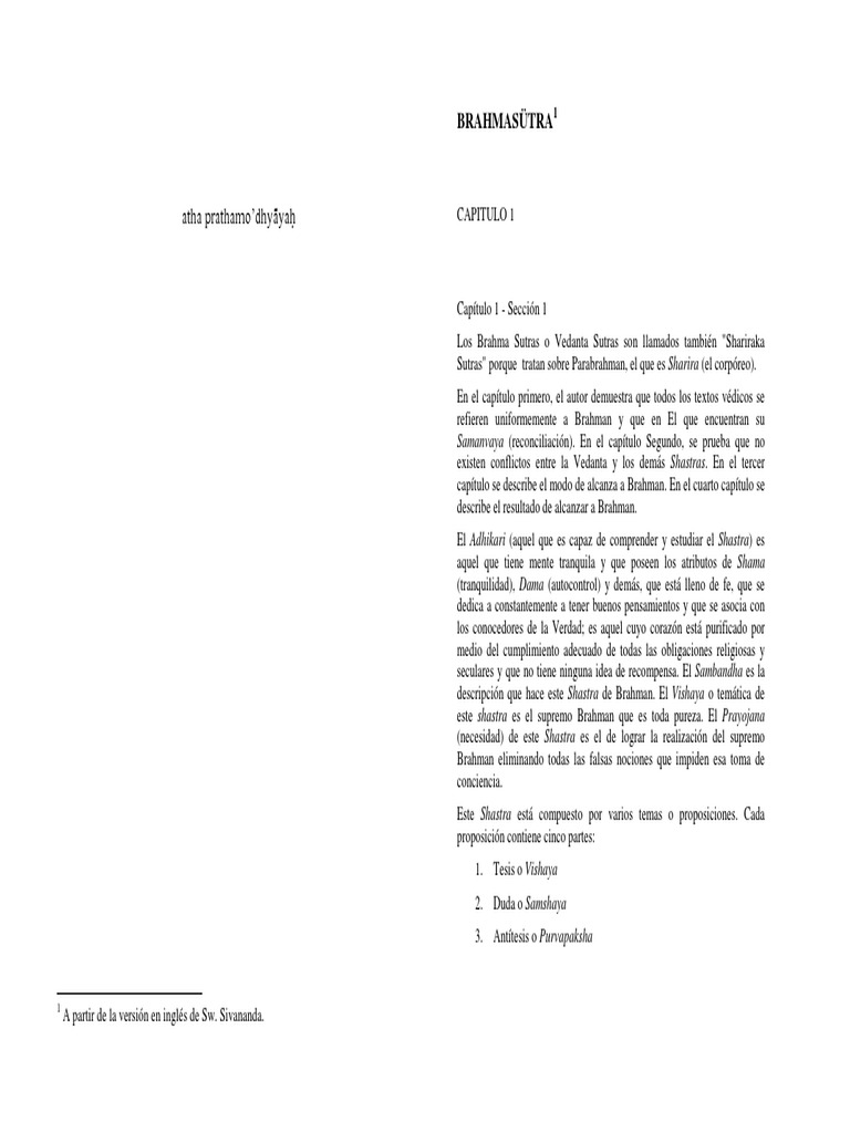 Brahma Sutras: Indagación sobre Brahman | PDF | brahmán | Vedas