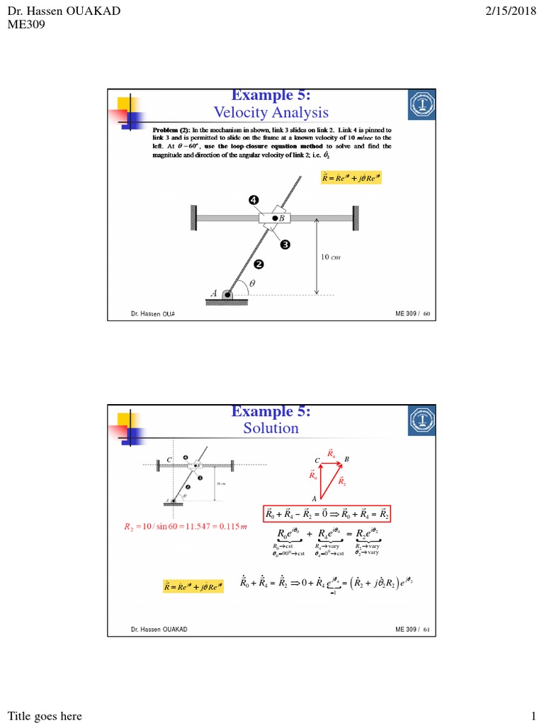 Lecture12 - Me309 - Term172 - Hmo (Velocity Analysis Using Complex ...