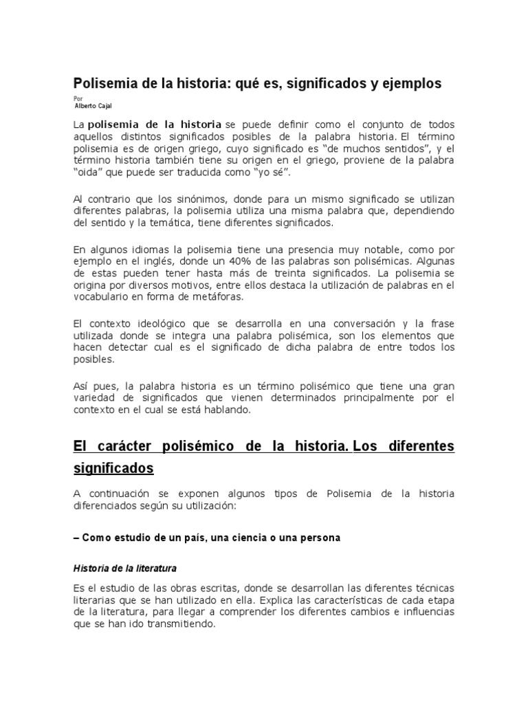 Polisemia de La Historia | PDF | Palabra | Science