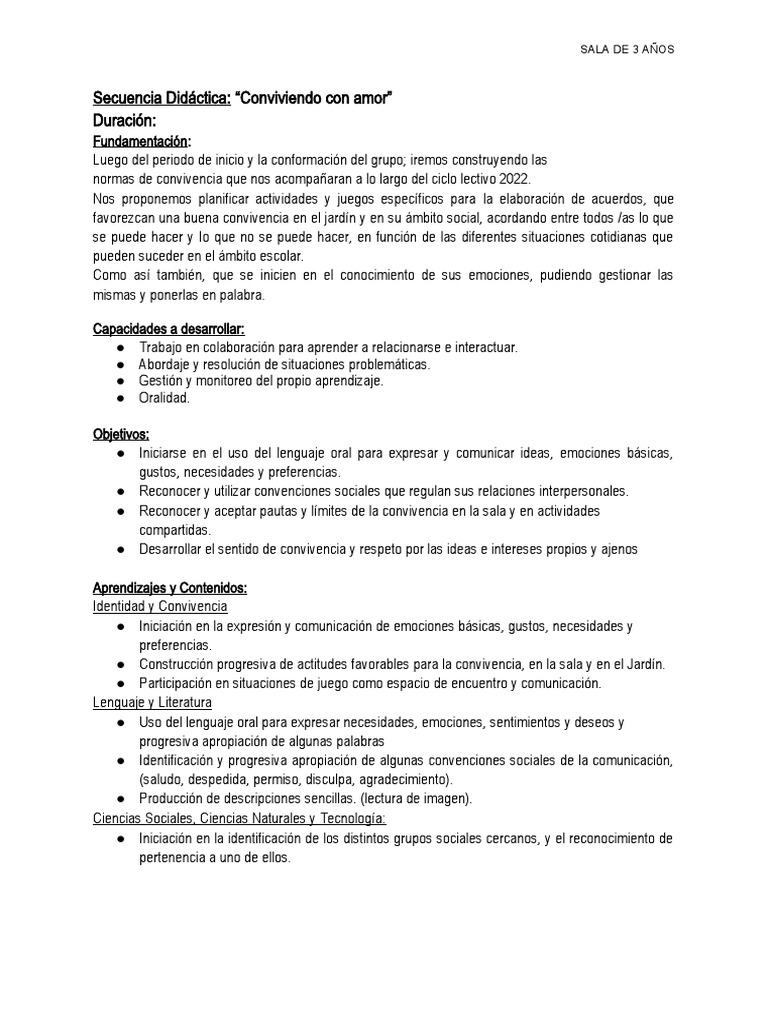 Normas de Convivencia en Sala de 3 Años | PDF | Aprendizaje | Las emociones