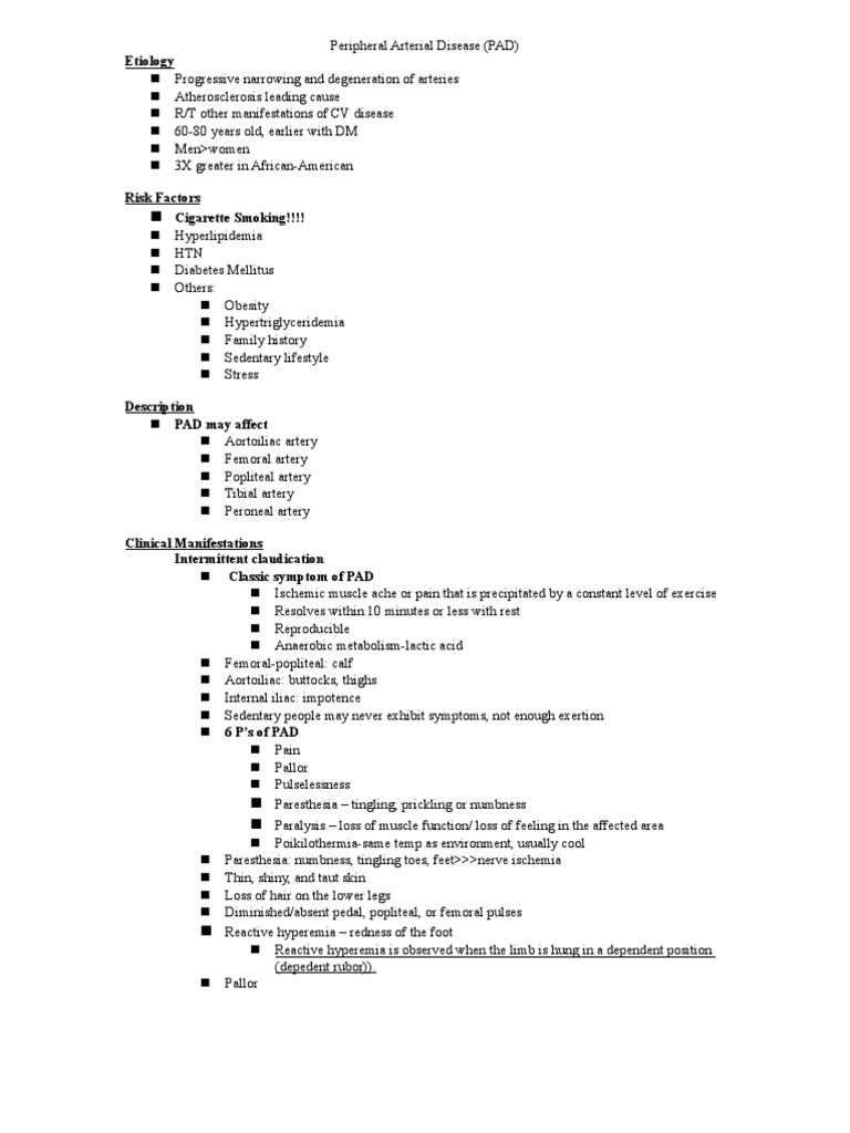 Peripheral Arterial Disease | PDF | Angiology | Medicine