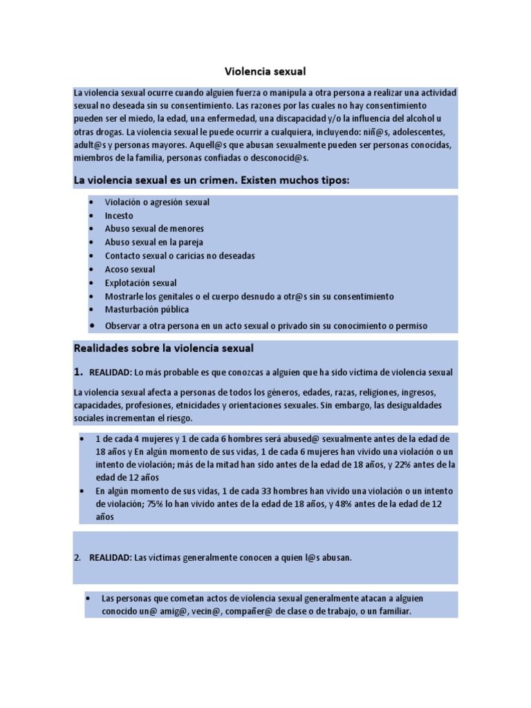 Consecuencias de la Violencia Sexual | PDF | Violación | Abuso sexual