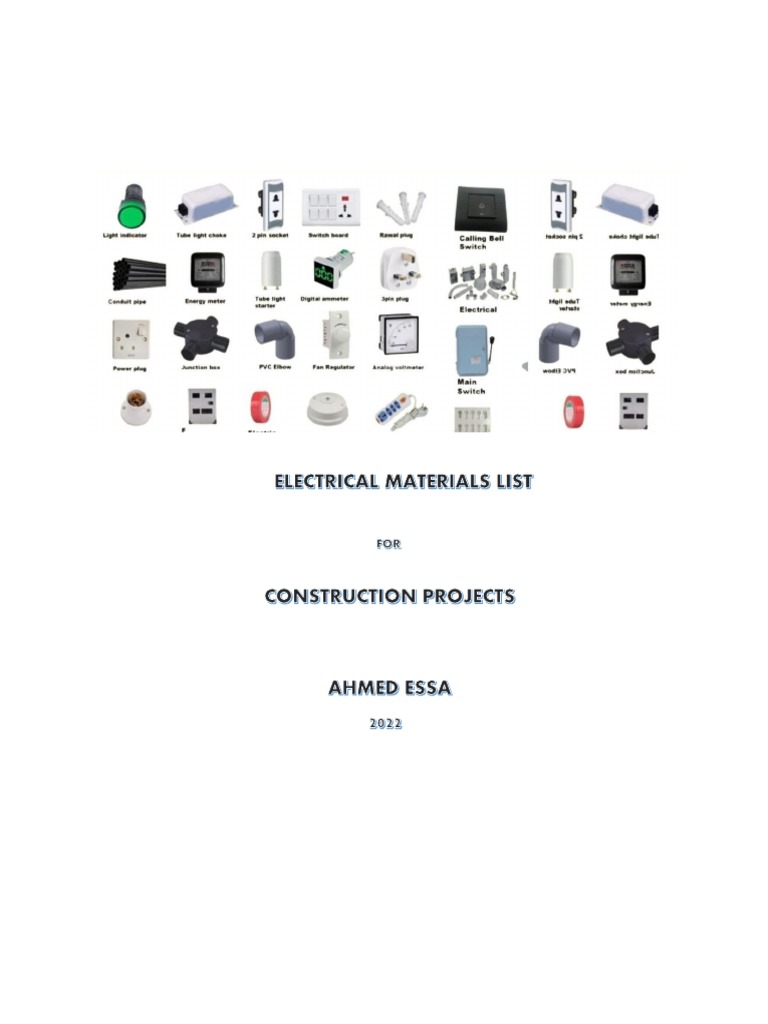 Electrical Materials List For Construction Projects PDF Electrical
