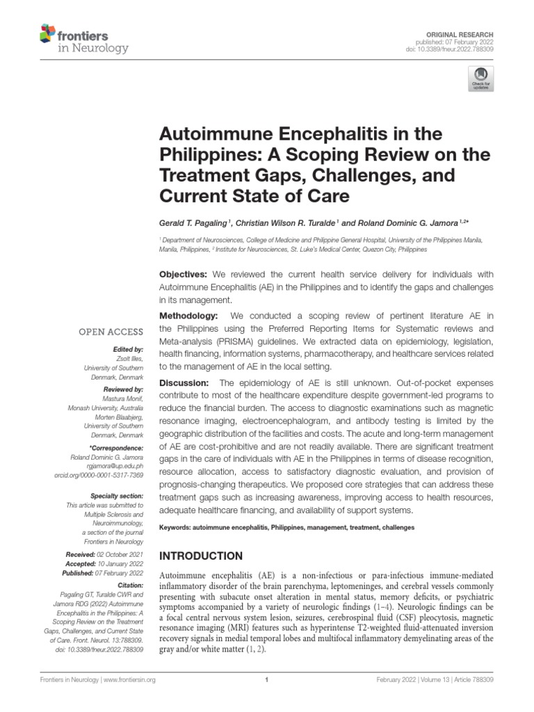 Autoimmune Encephalitis Care in the Philippines | PDF | Systematic ...