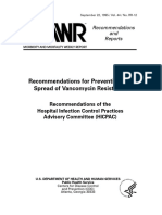 Recommendations For Preventing The Spread of Vancomycin Resistance